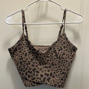Abercrombie & Fitch Leopard Print Crop Top - Brown and Black
